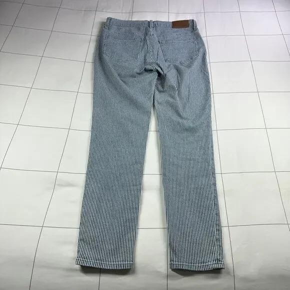 Madewell Jeans Womens 27 Blue White Piper Striped 9" Mid Rise Skinny Railroad - Picture 3 of 12